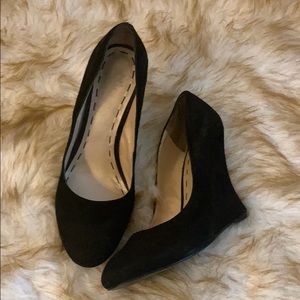 Nine West Suede Black Wedged Heels